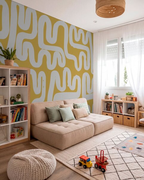 Fotótapéta Sárga kanyargó vonalak, Fotótapéta design, w01686v1 : Uwalls.hu