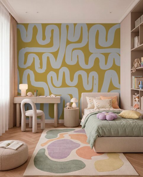 Fotótapéta Sárga kanyargó vonalak, Fotótapéta design, w01686v1 : Uwalls.hu