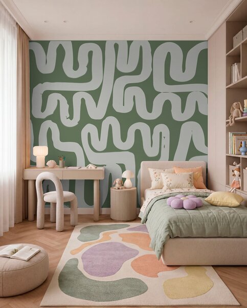 Fotótapéta Zöld kanyargós vonalak, Fotótapéta absztrakt, w01686v3 : Uwalls.hu