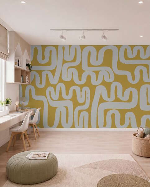 Fotótapéta Sárga kanyargó vonalak, Fotótapéta design, w01686v1 : Uwalls.hu