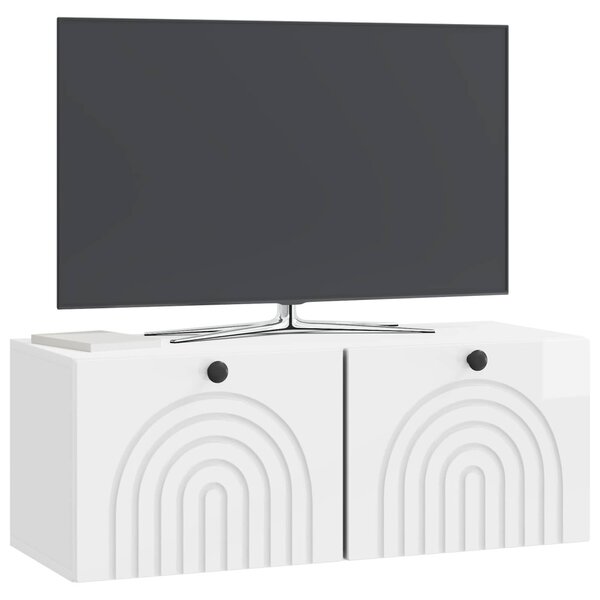 Fali TV szekrény Magasfényű Fehér 78,5 x 31 x 30 cm Szerelt Fa
