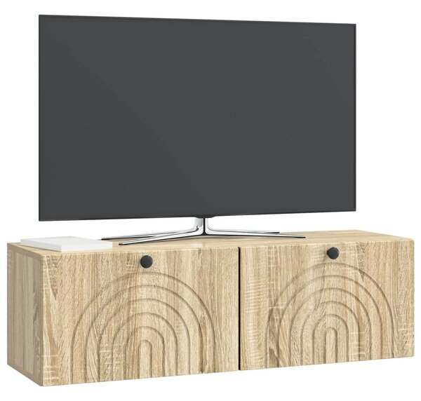 Fali TV szekrény Sonoma Tölgy 98 x 31 x 30 cm Szerelt Fa