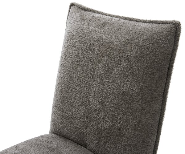 DELIFE Étkezőszék Lelio-Flex bouclé puha sötét bézs kereszt láb széles fehér 360° forgatható billenő zsákrugós matrac