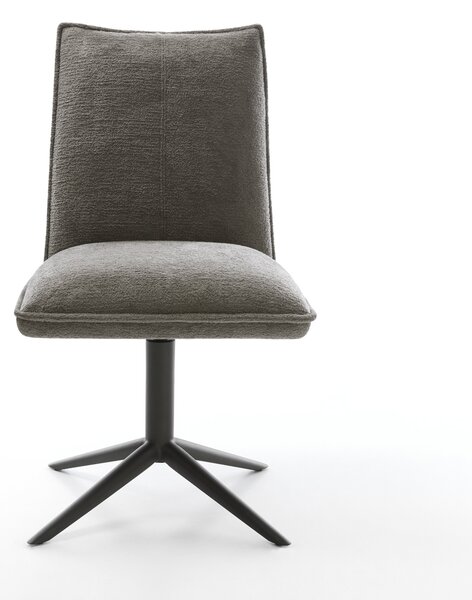 DELIFE Étkezőszék Lelio-Flex bouclé puha sötét bézs kereszt láb fekete 360° forgatható billenő zsákrugó
