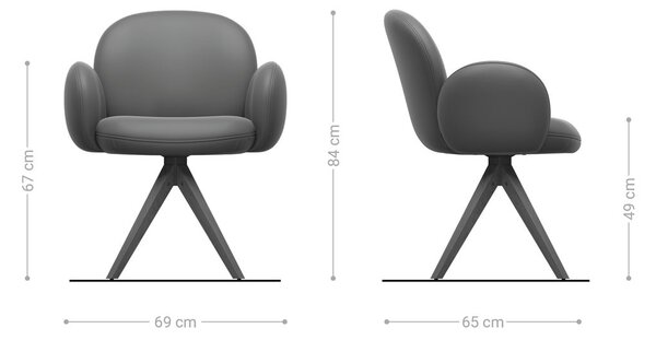 DELIFE Étkezőszék Nube-Flex karfás bouclé puha bézs fa láb szögletes természetes 180° forgatható zsákrugós