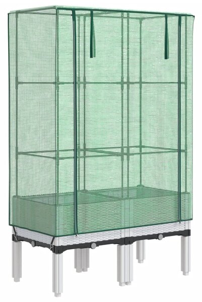 Rattan megjelenésű magaságyás melegháztakaróval 80x40x140 cm
