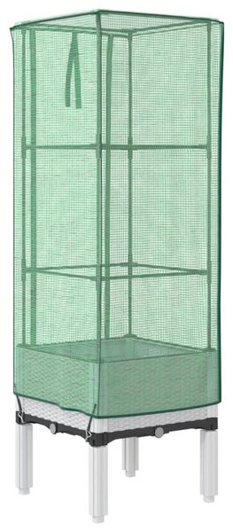 Rattan megjelenésű magaságyás melegháztakaróval 40x40x140 cm