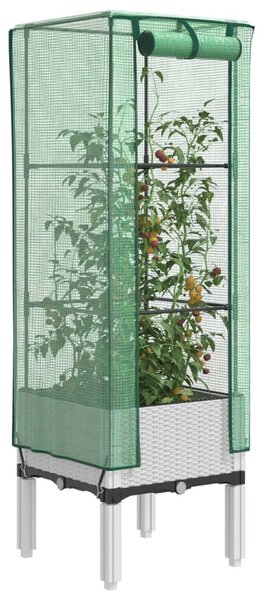Rattan megjelenésű magaságyás melegháztakaróval 40x40x140 cm