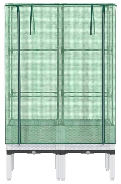 Rattan megjelenésű magaságyás melegháztakaróval 80x40x140 cm