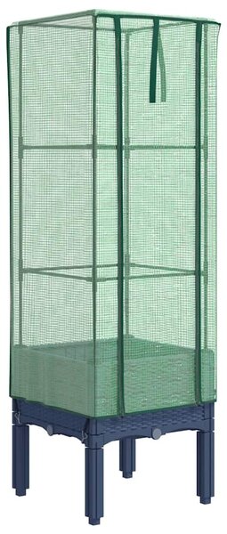 Rattan megjelenésű magaságyás melegháztakaróval 40x40x140 cm