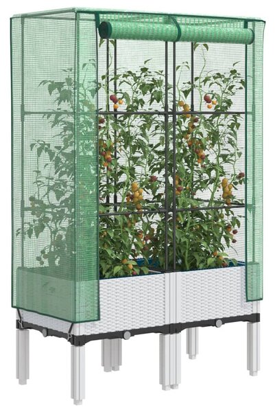 Rattan megjelenésű magaságyás melegháztakaróval 80x40x140 cm