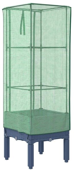 Rattan megjelenésű magaságyás melegháztakaróval 40x40x140 cm