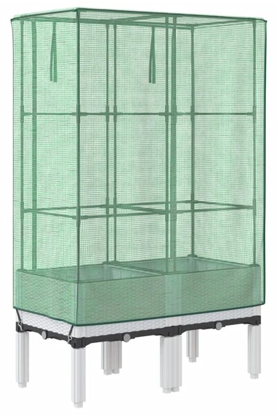 Rattan megjelenésű magaságyás melegháztakaróval 80x40x140 cm