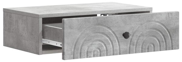 Fali oldaltábla Betonszürke 59 x 34,5 x 17 cm Szerelt Fa