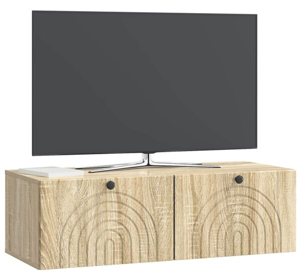 Fali TV szekrény Sonoma Tölgy 98 x 41 x 30 cm Szerelt Fa