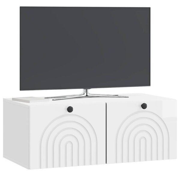 Fali TV szekrény Magasfényű Fehér 78,5 x 41 x 30 cm Szerelt Fa