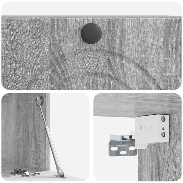 Fali TV szekrény Szürke Sonoma 59,5 x 31 x 30 cm Szerelt Fa