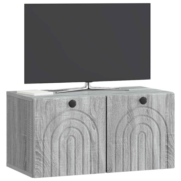 Fali TV szekrény Szürke Sonoma 59,5 x 31 x 30 cm Szerelt Fa