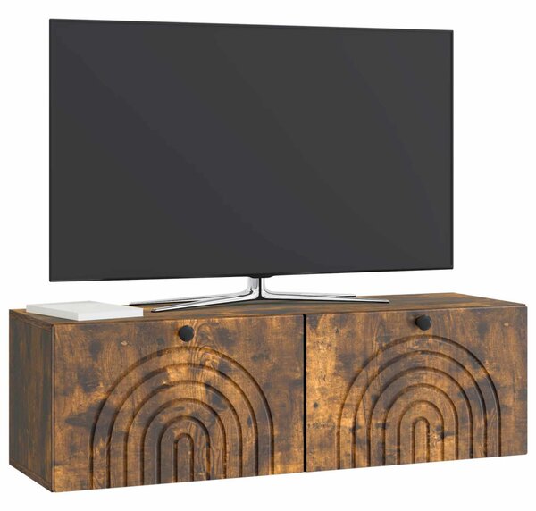 Fali TV szekrény Füstös Tölgy 98 x 31 x 30 cm Szerelt Fa