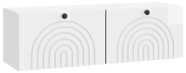 Fali TV szekrény Magasfényű Fehér 98 x 31 x 30 cm Szerelt Fa