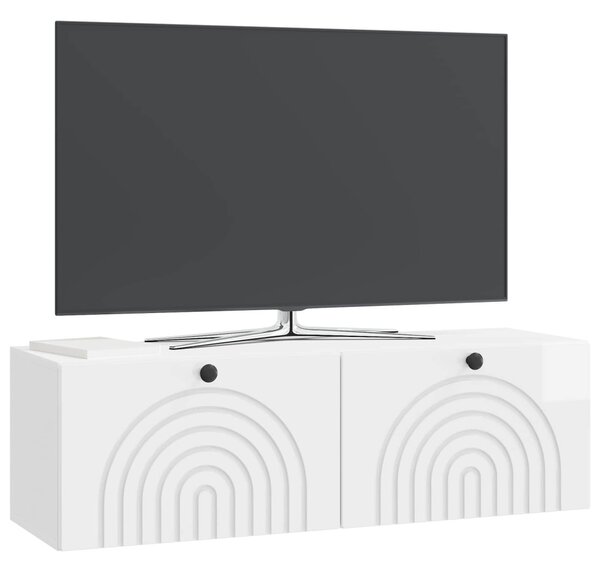 Fali TV szekrény Magasfényű Fehér 98 x 31 x 30 cm Szerelt Fa
