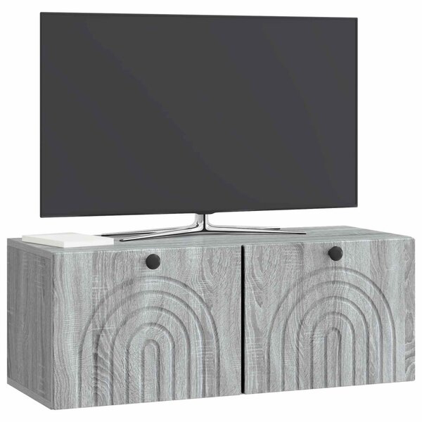 Fali TV szekrény Szürke Sonoma 78,5 x 31 x 30 cm Szerelt Fa