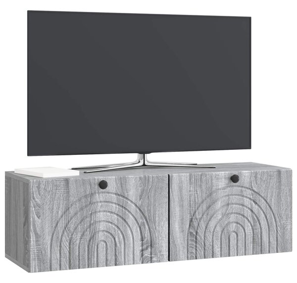 Fali TV szekrény Szürke Sonoma 98 x 31 x 30 cm Szerelt Fa