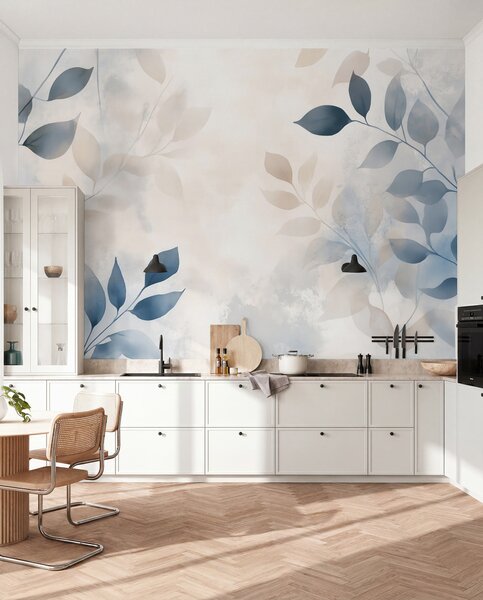 Fotótapéta finom levelek akvarell technikával, Fotótapéta akvarell, w02453 : Uwalls.hu