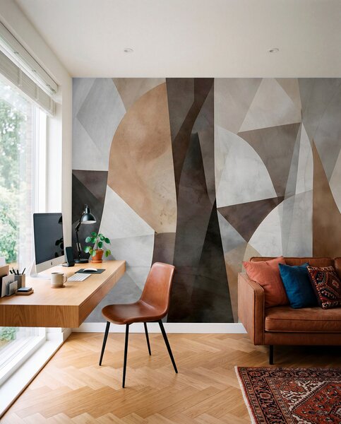 Fotótapéta Absztrakt modern művészeti texturális geometriai formák barna, szürke és bézs árnyalatokban, Fotótapéta absztrakt, w08530 : Uwalls.hu