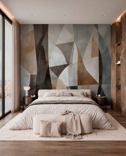 Fotótapéta Absztrakt modern művészeti texturális geometriai formák barna, szürke és bézs árnyalatokban, Fotótapéta absztrakt, w08530 : Uwalls.hu