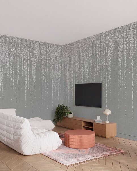 Fotótapéta Függőleges, elegáns, pöttyös füzérnyomat szürke, texturált háttéren, amely a mélység és a, Fotótapéta design, w08470v1 : Uwalls.hu