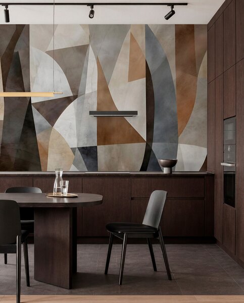 Fotótapéta Absztrakt modern művészeti texturális geometriai formák barna, szürke és bézs árnyalatokban, Fotótapéta absztrakt, w08530 : Uwalls.hu