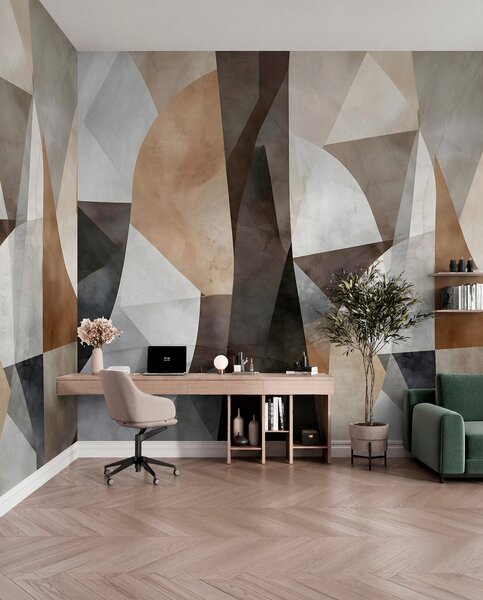 Fotótapéta Absztrakt modern művészeti texturális geometriai formák barna, szürke és bézs árnyalatokban, Fotótapéta absztrakt, w08530 : Uwalls.hu