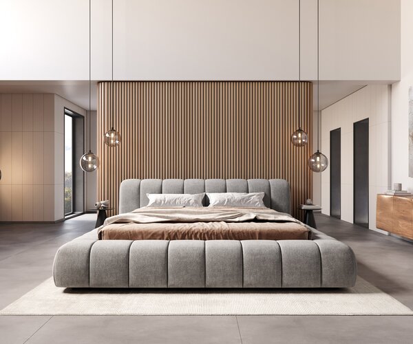 DELIFE Kárpitozott ágy Cutio 180x200 cm strukturált szövet puha szürke