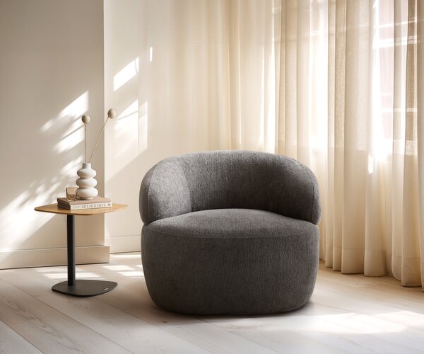 DELIFE Lounge fotel Nova 88x88 cm bouclé puha sötét bézs