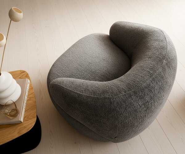 DELIFE Lounge fotel Nova 88x88 cm bouclé puha sötét bézs