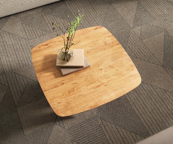 DELIFE Dohányzóasztal Edge hajóformájú 90x90 cm tölgy természetes svájci él Parabi metál ezüst