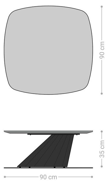 DELIFE Dohányzóasztal Edge hajóformájú 90x90 cm tölgy természetes svájci él Parabi metál ezüst