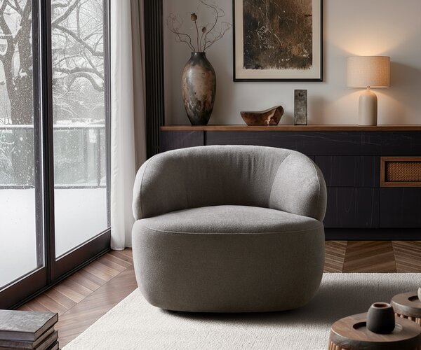 DELIFE Lounge fotel Nova 88x88 cm strukturált szövet puha szürke