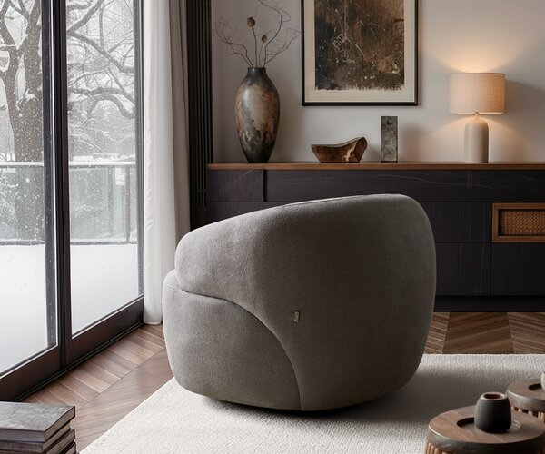 DELIFE Lounge fotel Nova 88x88 cm strukturált szövet puha szürke