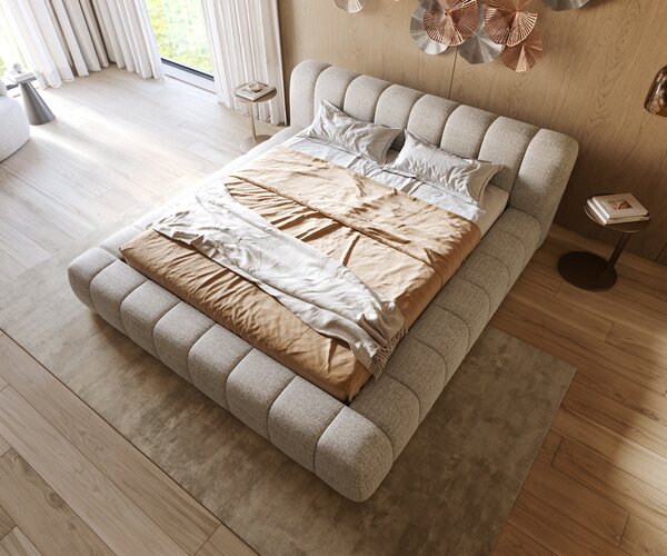 DELIFE Kárpitozott ágy Cutio 180x200 cm szövött szövet puha bézs