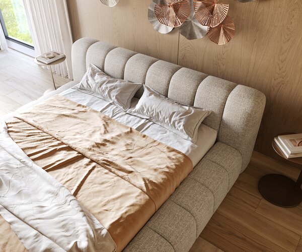 DELIFE Kárpitozott ágy Cutio 180x200 cm szövött szövet puha bézs