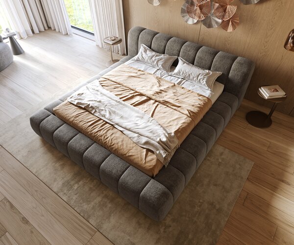 DELIFE Kárpitozott ágy Cutio 180x200 cm bouclé puha sötét bézs