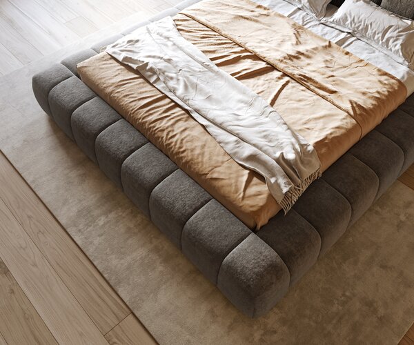 DELIFE Kárpitozott ágy Cutio 180x200 cm bouclé puha sötét bézs