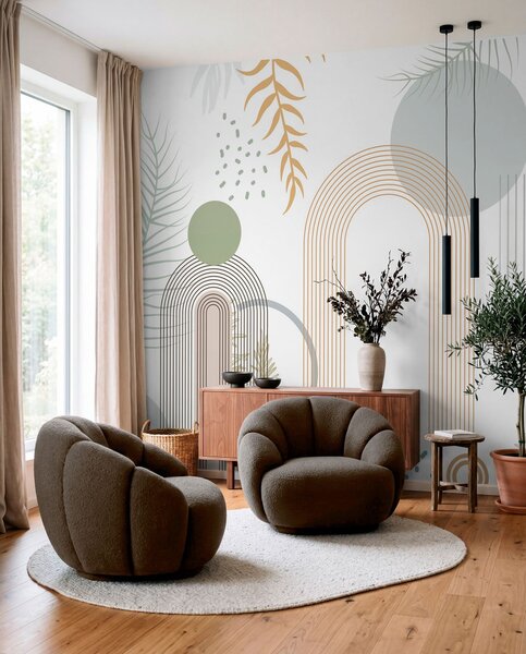 Fotótapéta Absztrakt nyomat geometriai formákkal, ívekkel és, Természet fotótapéta, Fotótapéta természet pálmalevelek, w08835 : Uwalls.hu