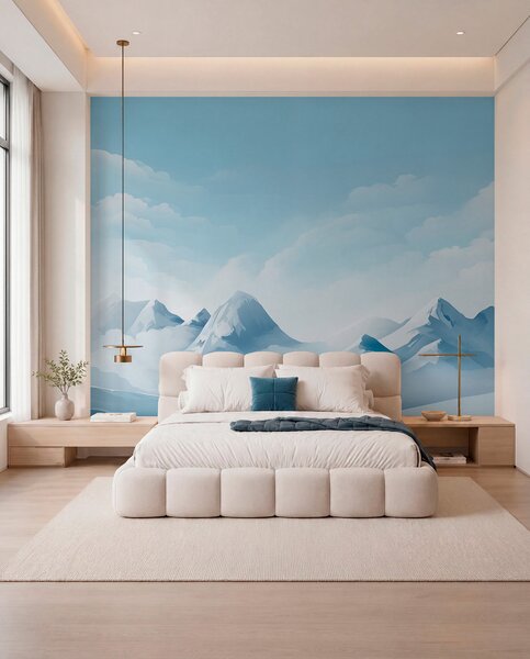Fotótapéta Minimalista kék felhők és hegyek, jeges időjárás, Természet fotótapéta, w08811 : Uwalls.hu