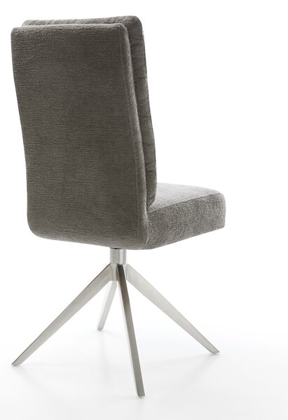 DELIFE Étkezőszék Pela-Flex bouclé puha sötét bézs kereszt láb széles rozsdamentes acél 360° forgatható billenő zsákrugós matrac