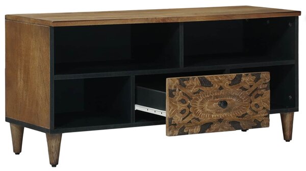 TV szekrény fiókkal Barna 100 x 33,5 x 46 cm Tömör Mangófát