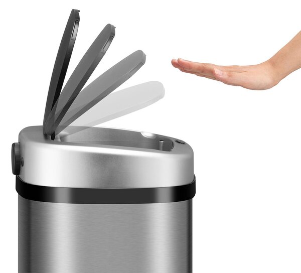 Juskys Érintésmentes szögletes szemetes 60l - ezüst