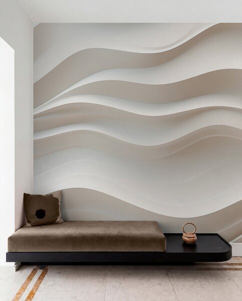 Fotótapéta 3D fehér és szürke hullámok, Art-deco stílusú fotótapéta, w08939 : Uwalls.hu